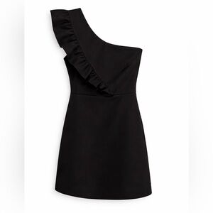 Zara Black One-Shoulder Dress with Ruffle